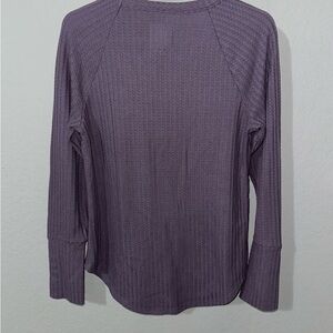 Waffle-Knit Long Sleeve Top in Lavender